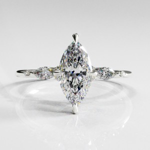 Marquise Cut Moissanite Side Stone Engagement Ring