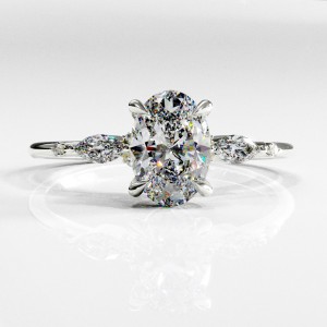 Oval Cut Moissanite Side Stone Engagement Ring