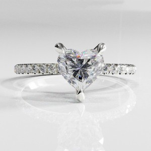 Heart Cut Moissanite Hidden Halo Pave Engagement Ring 