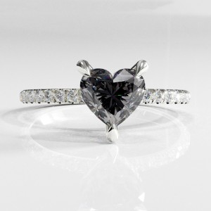 Heart Cut Moissanite Hidden Halo Pave Engagement Ring 