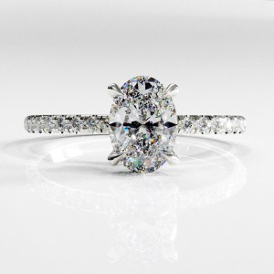 Oval Cut Moissanite Hidden Halo Pave Engagement Ring 