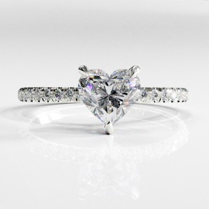 Heart Cut Moissanite Hidden Halo Pave Engagement Ring 