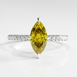 Marquise Cut Moissanite Hidden Halo Pave Engagement Ring 