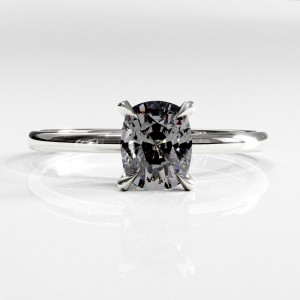 Elongated Cushion Cut Moissanite Hidden Halo Solitaire Engagement Ring