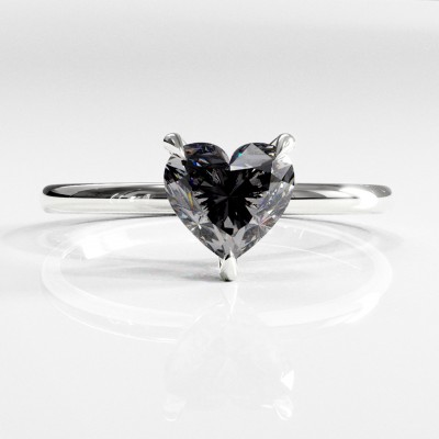 Heart Cut Moissanite Hidden Halo Solitaire Engagement Ring