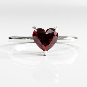 Heart Cut Lab Grown Ruby Hidden Halo Solitaire Engagement Ring