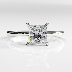 Princess Cut Moissanite Hidden Halo Solitaire Engagement Ring