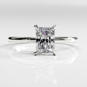 Radiant Cut Moissanite Hidden Halo Solitaire Engagement Ring