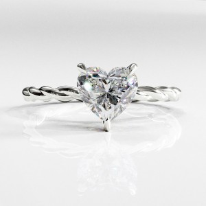 Heart Cut Moissanite Hidden Halo Twisted Engagement Ring