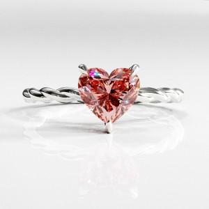 Heart Cut Lab Grown Morganite Hidden Halo Twisted Engagement Ring