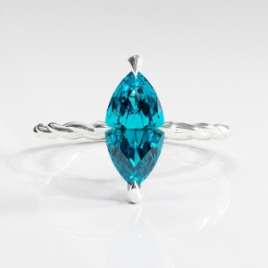 Marquise Cut Natural Topaz Hidden Halo Twisted Engagement Ring