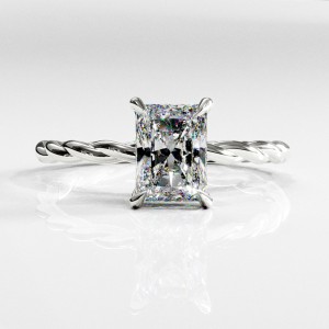 Radiant Cut Moissanite Hidden Halo Twisted Engagement Ring