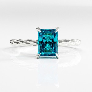 Radiant Cut Natural Topaz Hidden Halo Twisted Engagement Ring