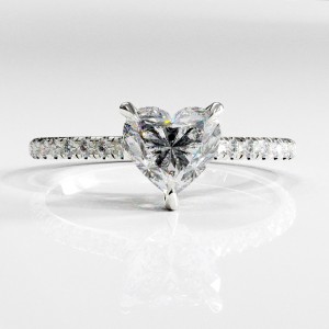 Heart Cut Moissanite Hidden Halo Pave Engagement Ring 