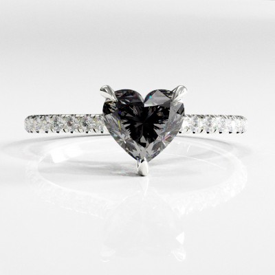 Heart Cut Moissanite Hidden Halo Pave Engagement Ring 