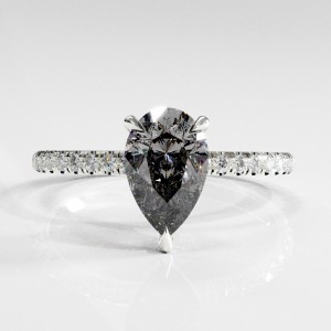 Pear Cut Moissanite Hidden Halo Pave Engagement Ring 