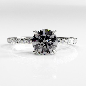 Round Cut Moissanite Hidden Halo Pave Engagement Ring 