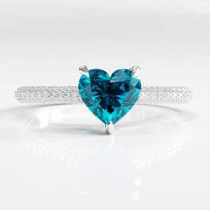 Heart Cut Natural Topaz Hidden Halo Pave Engagement Ring