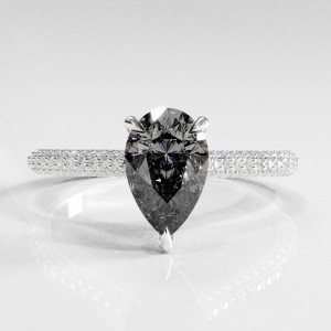 Pear Cut Moissanite Hidden Halo Pave Engagement Ring