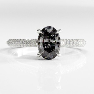 Oval Cut Moissanite Hidden Halo Pave Engagement Ring