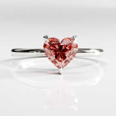 Heart Cut Lab Grown Morganite Hidden Halo Solitaire Engagement Ring