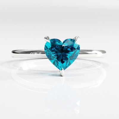 Heart Cut Natural Topaz Hidden Halo Solitaire Engagement Ring