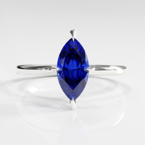 Marquise Cut Lab Grown Sapphire Hidden Halo Solitaire Engagement Ring