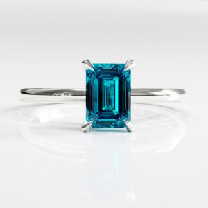 Emerald Cut Natural Topaz Hidden Halo Solitaire Engagement Ring