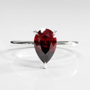 Pear Cut Lab Grown Ruby Hidden Halo Solitaire Engagement Ring