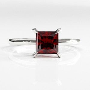 Princess Cut Lab Grown Ruby Hidden Halo Solitaire Engagement Ring