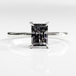 Radiant Cut Moissanite Hidden Halo Solitaire Engagement Ring