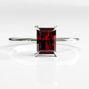 Radiant Cut Lab Grown Ruby Hidden Halo Solitaire Engagement Ring