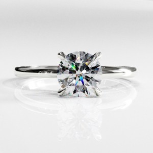 Round Cut Moissanite Hidden Halo Solitaire Engagement Ring