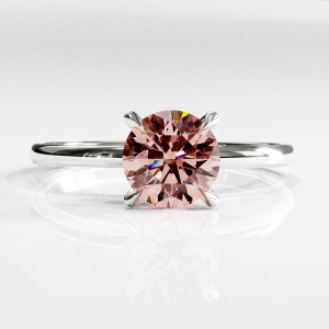 Round Cut Lab Grown Morganite Hidden Halo Solitaire Engagement Ring