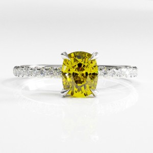 Elongated Cushion Cut Moissanite Hidden Halo Pave Engagement Ring 