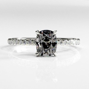 Elongated Cushion Cut Moissanite Hidden Halo Pave Engagement Ring 