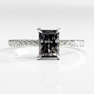 Radiant Cut Moissanite Hidden Halo Pave Engagement Ring 