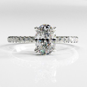 Oval Cut Moissanite Hidden Halo Pave Engagement Ring 