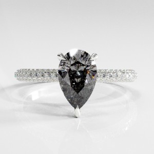 Pear Cut Moissanite Hidden Halo Pave Engagement Ring 