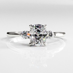 Elongated Cushion Cut Moissanite Three Stone Engagement Ring