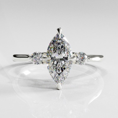 Marquise Cut Moissanite Three Stone Engagement Ring