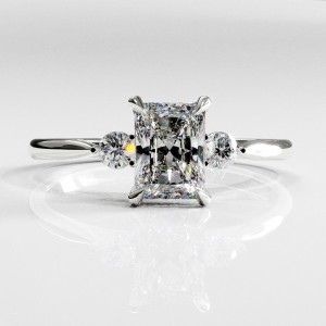 Radiant Cut Moissanite Three Stone Engagement Ring