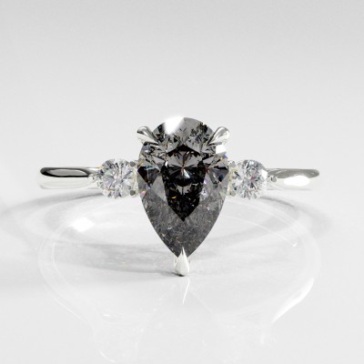 Pear Cut Moissanite Three Stone Engagement Ring