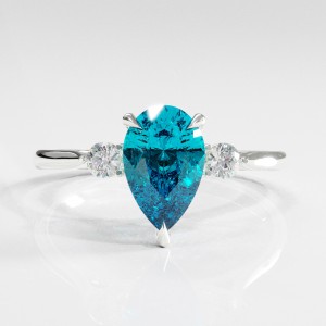 Pear Cut Natural Topaz Three Stone Engagement Ring