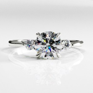 Round Cut Moissanite Three Stone Engagement Ring