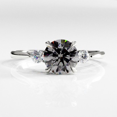 Round Cut Moissanite Three Stone Engagement Ring