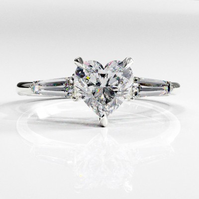 Heart Cut Moissanite Three Stone Engagement Ring