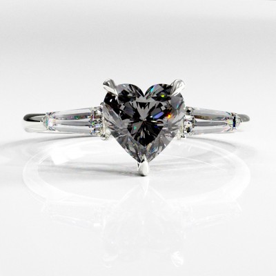 Heart Cut Moissanite Three Stone Engagement Ring