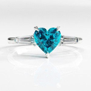 Heart Cut Natural Topaz Three Stone Engagement Ring