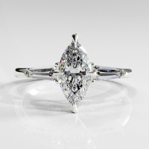 Marquise Cut Moissanite Three Stone Engagement Ring